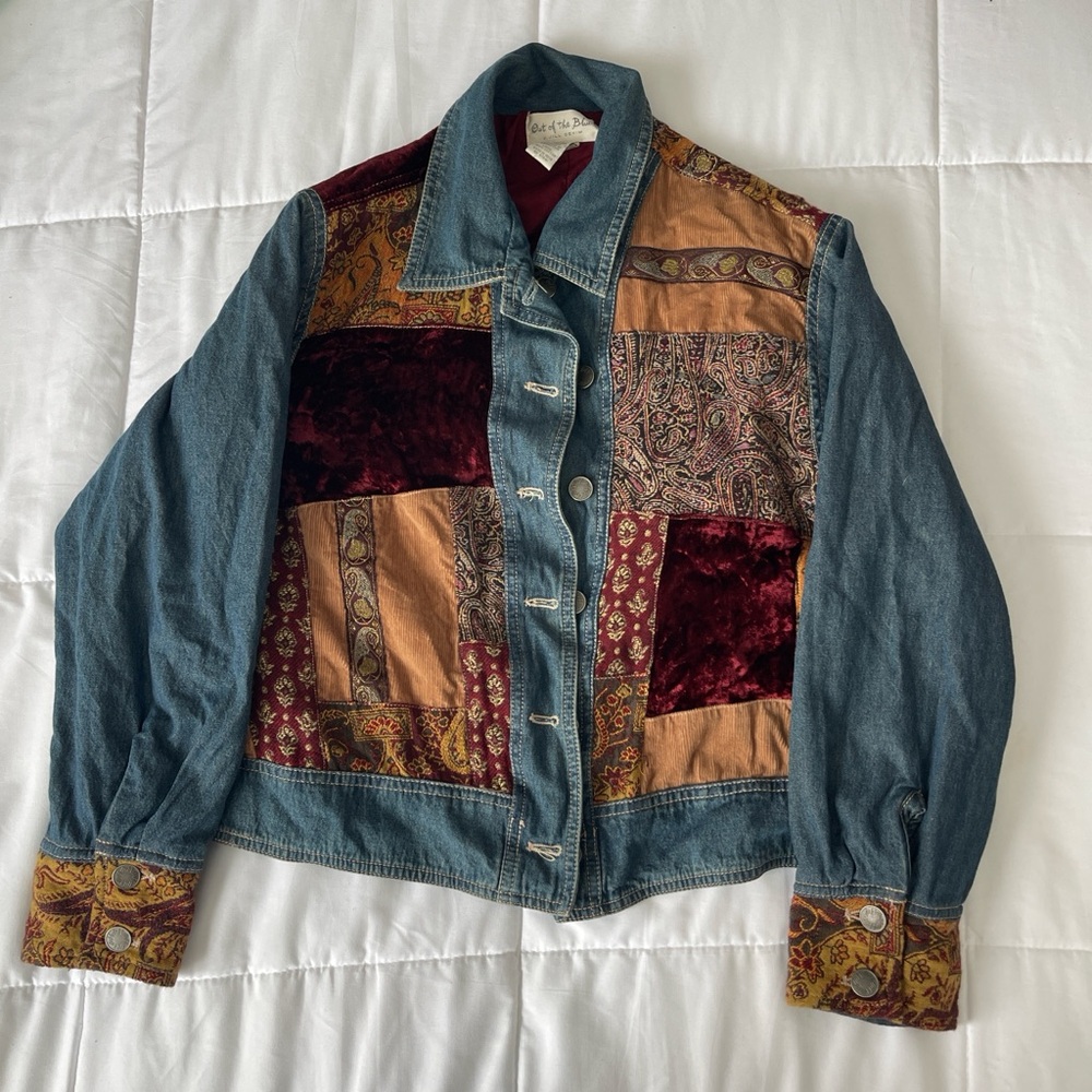 Patchwork Denim Jacket with Multicolor Accents - image 1